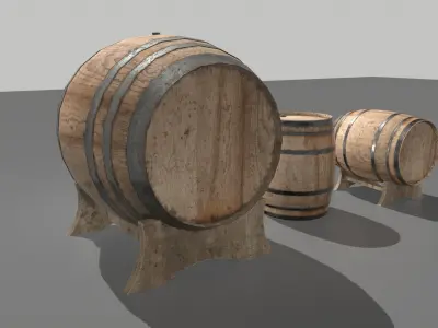 Old Wooden Barrels 2 Low-poly 3D model