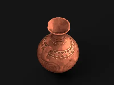 Hanpainted african stylized Vase Jug Low-poly 3D model