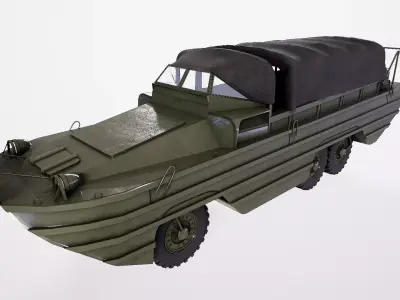 GMC-DUKW-353 Amphibious Vehicle Low-poly 3D model
