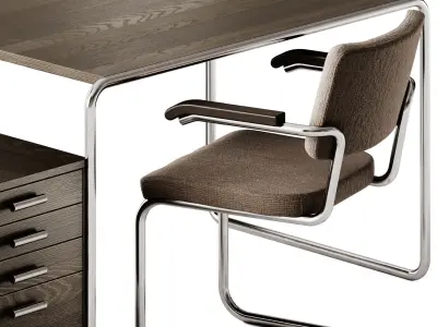 Thonet Writing desk S 285 and Chair S 64 PV 3D model