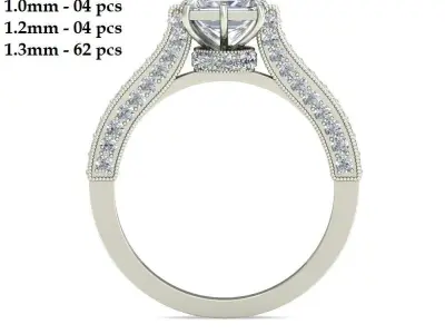 Princess Ring With Side stone 3D print model