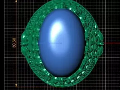 Royal Ruby Cabochon Crown Ring 3D print model