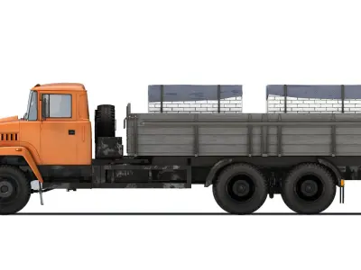 KrAZ 65053 flatbed 2008 3D model