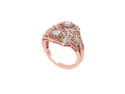 Solitaire Engagement Art Deco Ring 3D print model