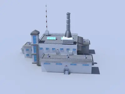 Factory - Chimney - Industrial Low-poly 3D model