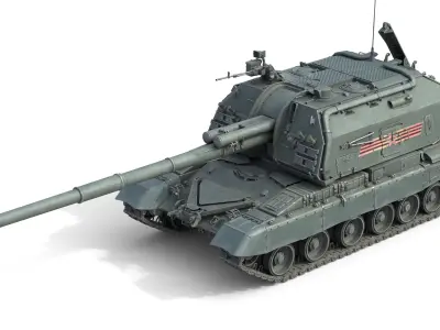 2S19 Msta-S tank Low-poly 3D model