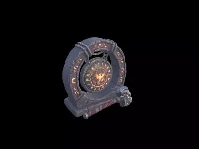 Low Poly Stylized Infernal Ritual Gong Low-poly 3D model