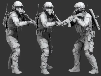 Lowpoly Swat  Low-poly 3D model