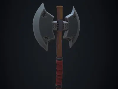 Low Poly Stylized axe Low-poly 3D model