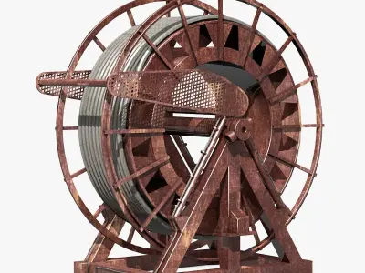 Rusty Metal Wheel Industrial Equipment 3D model