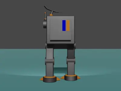 Robot with camera and legs Low-poly 3D model
