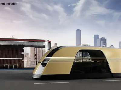 Tesla Robovan at Smart Bus Stop  purchase 3D model