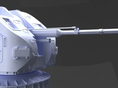 AK-176 naval gun turret 3D model