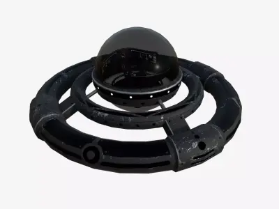 Alien Spaceship UFO E10 Full Black - Sci Fi Spacecraft Design Low-poly 3D model