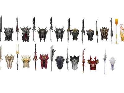 Sword Shield Low-poly 3D model
