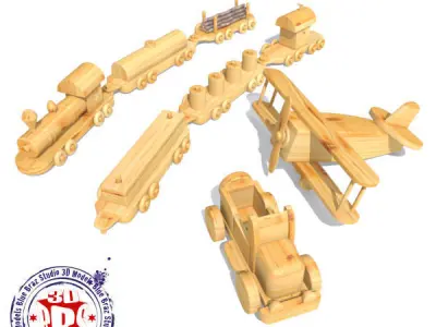 wooden toys collection 3D model