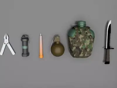 war eqipments Low-poly 3D model
