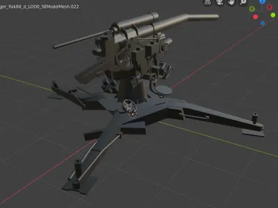 Flak 88cm Low-poly 3D model