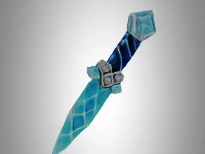 Blue diamond crystal dagger Low-poly 3D model