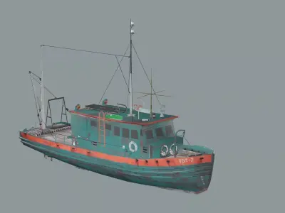 Old Fishing Boat BB Low Poly 3D Model Low-poly 3D model
