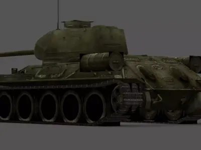 T-34-85 Tank 3D Model Low-poly 3D model