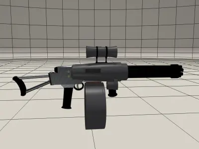 Shoulder fired  mini Gatling gun 3D model