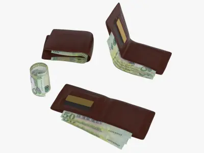 Saudi 50 Riyals Wallet Money Purse 3D model