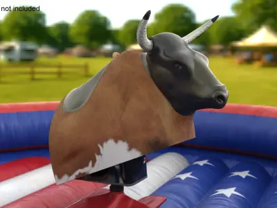 Mechanical Rodeo Bull on Inflatable Trampoline in US Colors Rigged for Cinema 4D 3D model