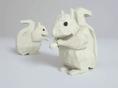 Low Polygon Paper Squirrel Low-poly 3D model