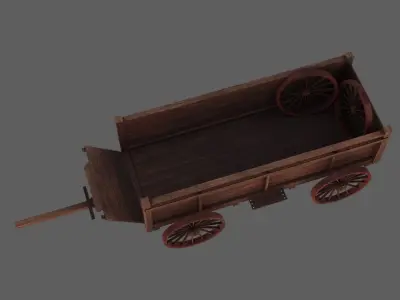 Wooden Cart 3D Model 3D model
