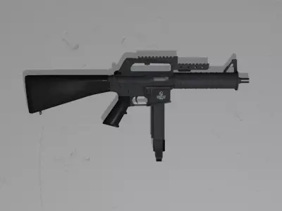 Low Poly M16 45 Cal Carbine Game Ready SMG Low-poly 3D model