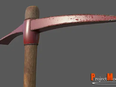 Pickaxe-Version001 axe with wooden handle Low-poly 3D model
