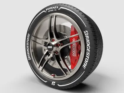 Rim with brake set and tire CG 3D model