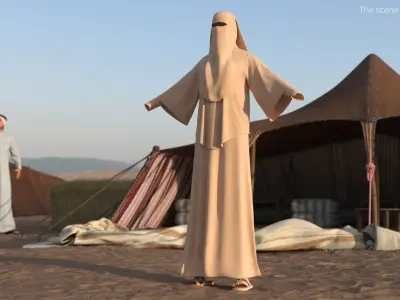  Traditional Niqab Abaya Outfit Beige 