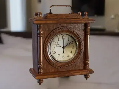Wooden old-fashion retro clock PBR 3D model