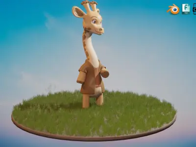 Stylized Standing Toon Giraffe Low-poly 3D model