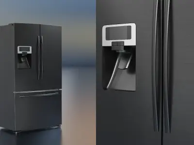 Family Size Fridge With Freezer Drawer Black 3D model