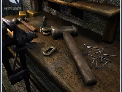 Medieval Blacksmith Tools Low-poly 3D model purchase