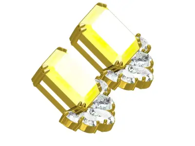 Antique Two Different Yellow Diamond Stud Earring 3D print model