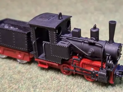 Steam Locomotive Borsig Bn2T with tender 1-87 H0e750mm resin 3D print model