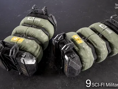 Sci-fi Military Crates Low-poly 3D model