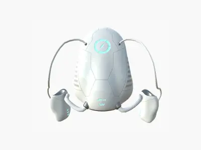 Jetpack H01 White Blue - SciFi Character Design Low-poly 3D model