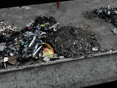 debris trash piles destroyed building ruins pt3 scan Low-poly 3D model