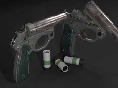 Flare Pistol Low-poly 3D model