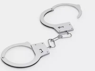 Handcuffs - Realistic Metal Restraint with Chain 3D model