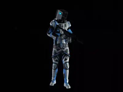 Robot Soldier - Assault Soldier Low-poly 3D model 8