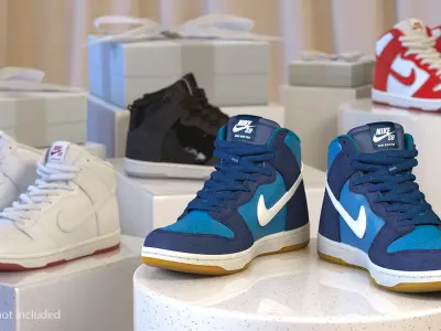 Skateboarding Shoe Nike SB Dunk High Pro Blue 3D model