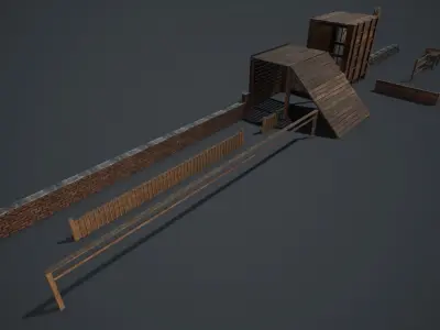 Military Training Camp Set Low-poly 3D model