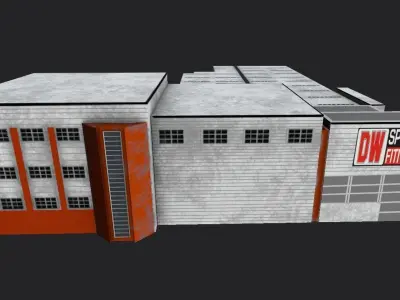 Megamarket industrial building Low-poly 3D model