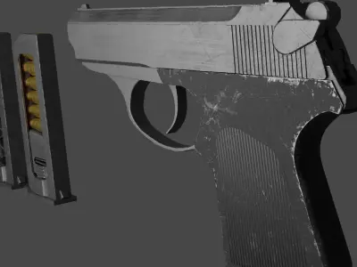 PSM Handgun Low Poly  Low-poly 3D model
